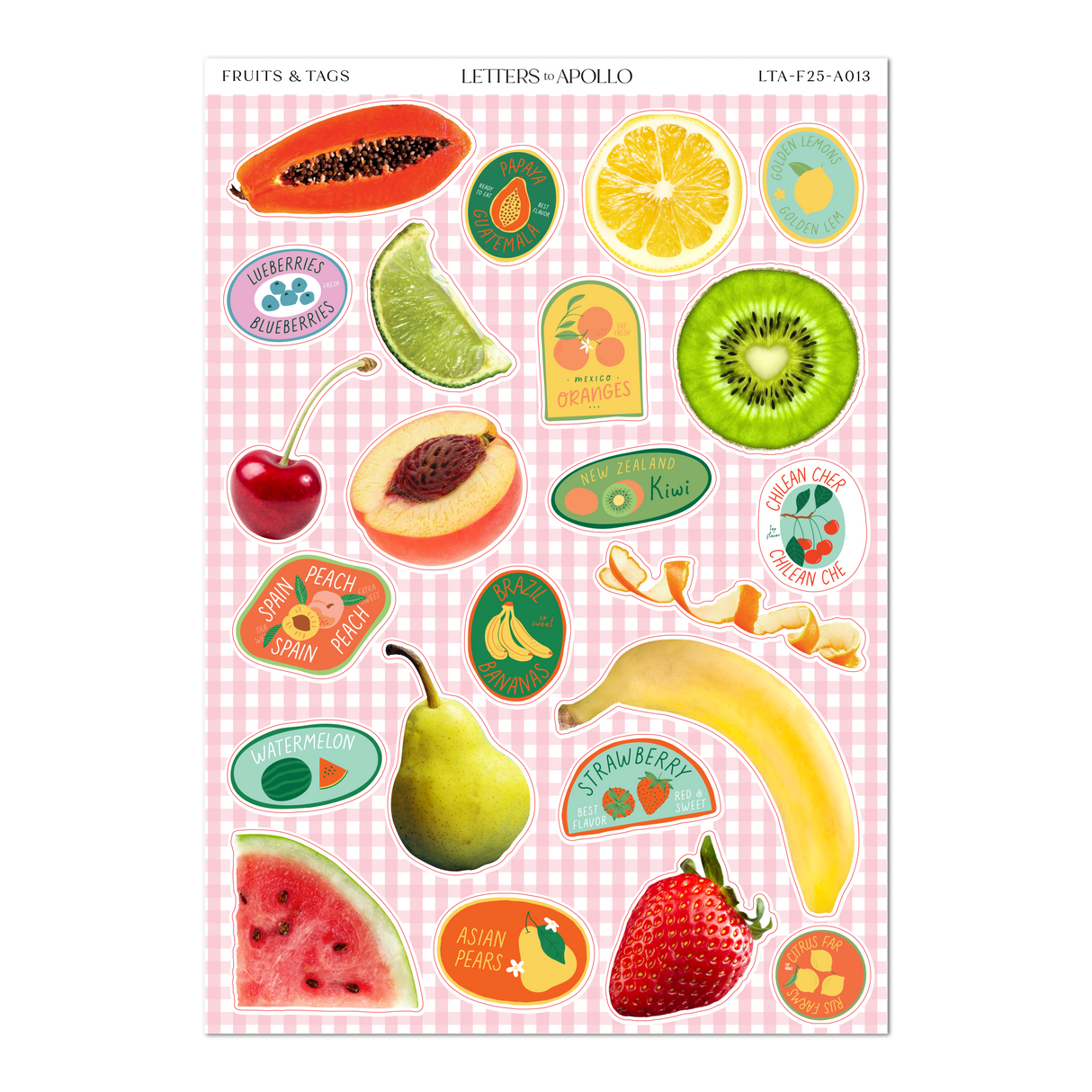 Letters to Apollo - Fruits & Tags Sticker Sheet