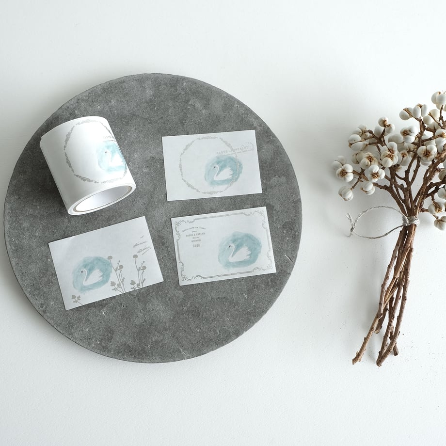 Yohaku Foil Stamped Sticky Note Roll - Swan