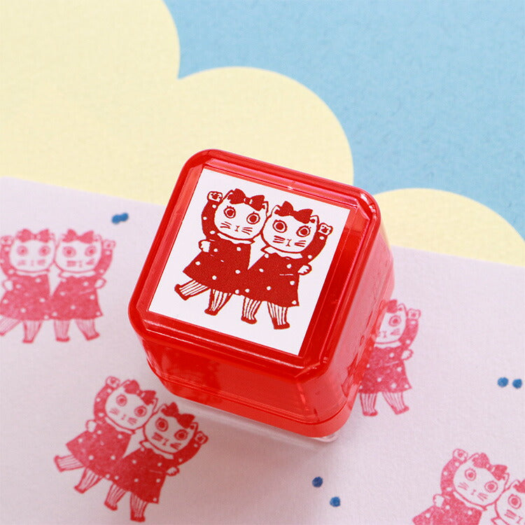 Sanby x Yumi Kitagishi Pre-Inked Stamp - Cat Duo