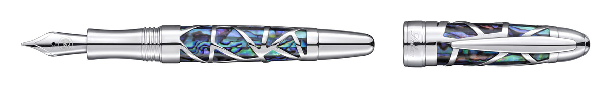 Laban Oceana Abalone Skeleton Fountain Pen - Silver