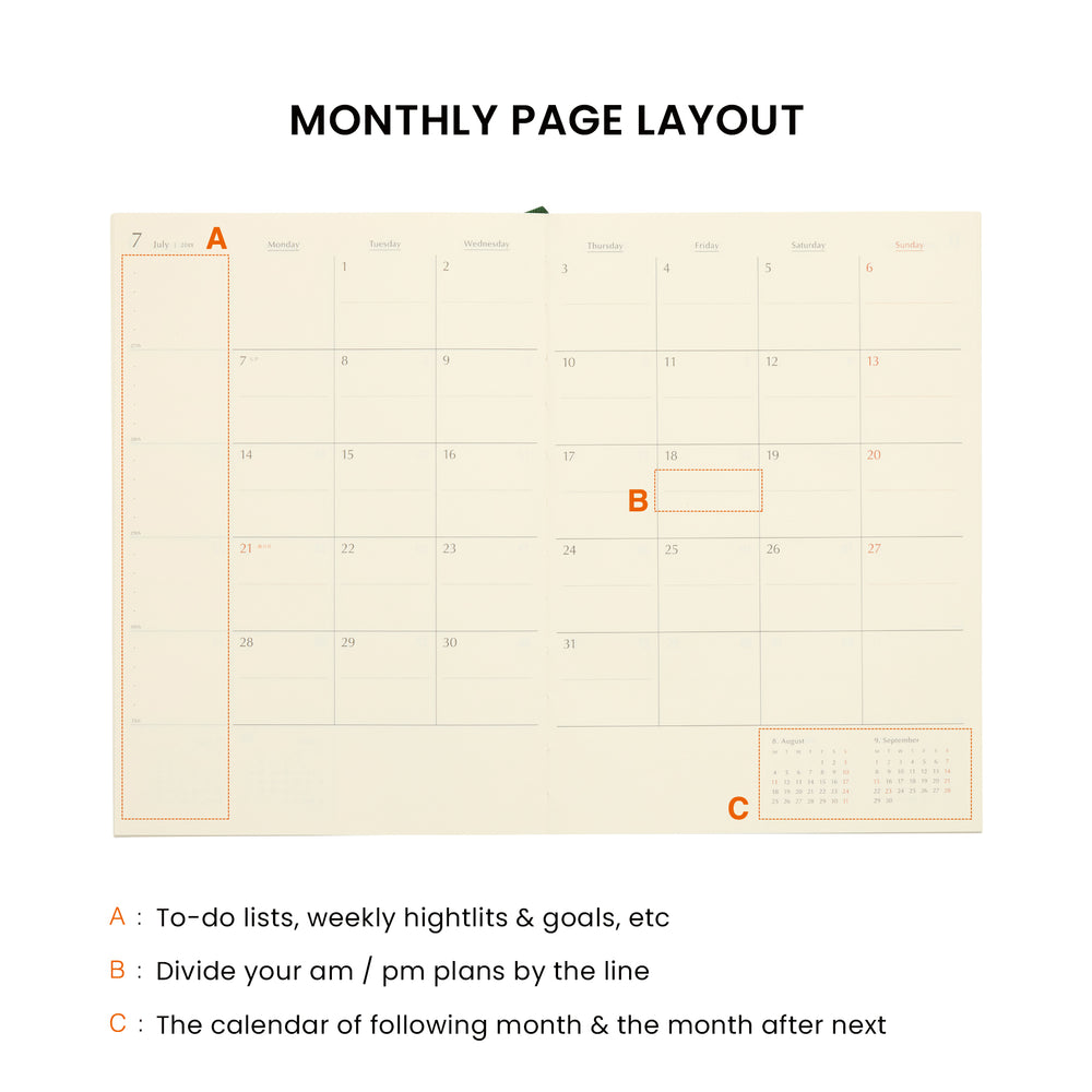 Hightide 2027 Monthly Square Diary coton A5
