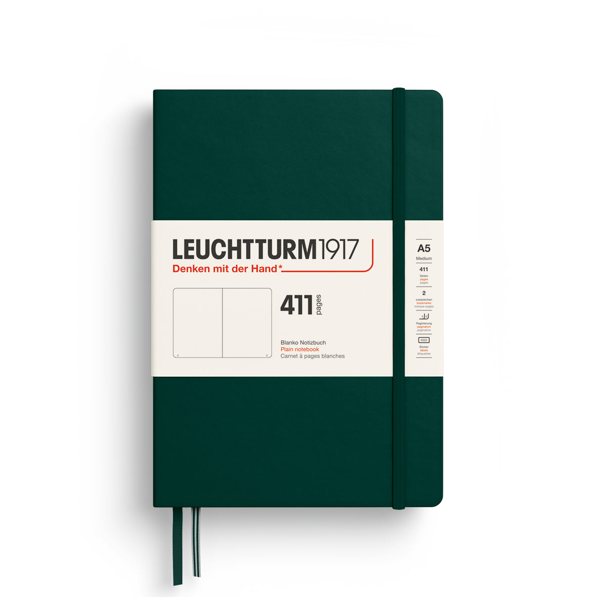 Leuchtturm A5 Hardcover Notebook - 411 Pages - Plain