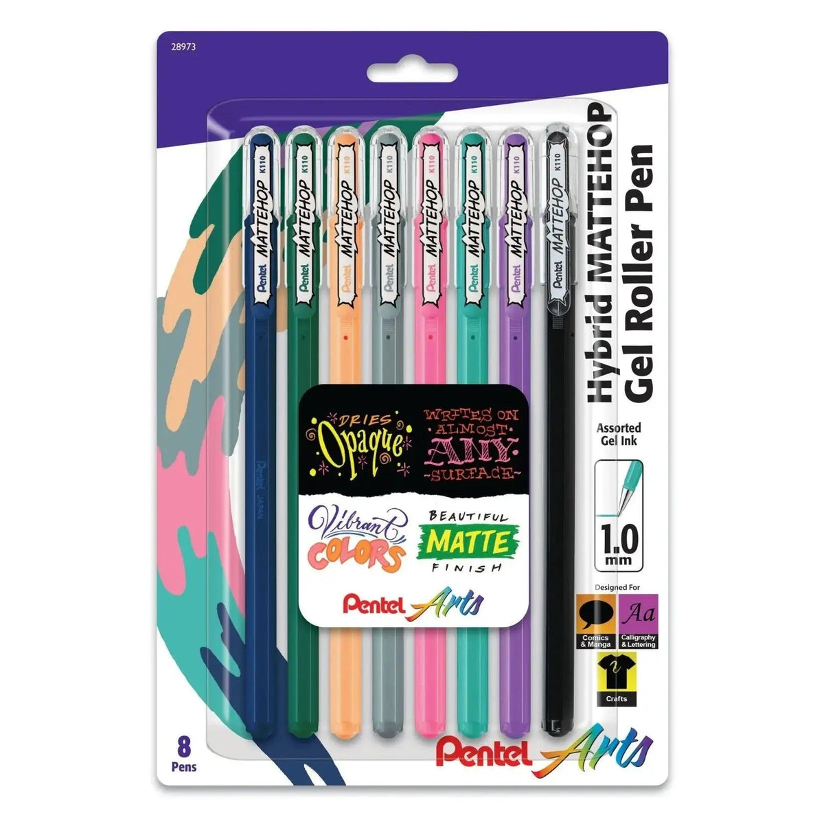 Pentel Arts Hybrid MATTEHOP Gel Roller Sets - 8 Pack - New Colors B