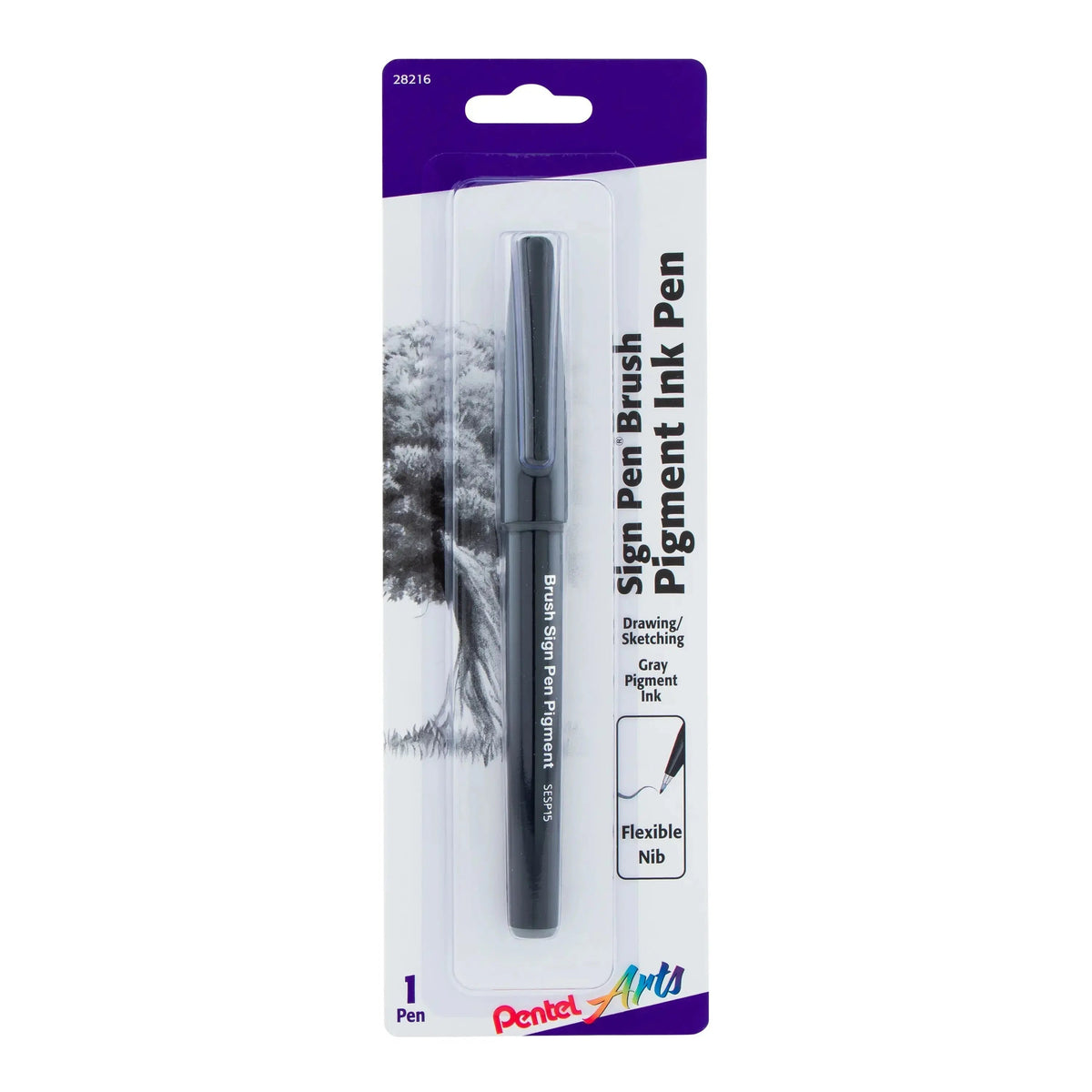 Pentel Arts Sign Pen Brush Pigment Ink - Grey