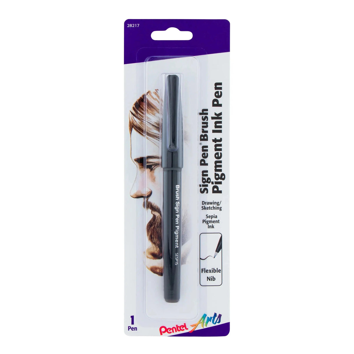 Pentel Arts Sign Pen Brush Pigment Ink - Sepia