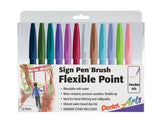 Pentel Arts Sign Pen Brush Tip Sets - 12 Color Set - New Colors