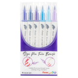 Pentel Arts Sign Pen Twin Brush Set - 6 Pack - Blue Hues