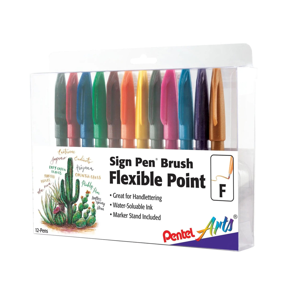 Pentel Arts Sign Pen Brush Tip Sets - 12 Color Set