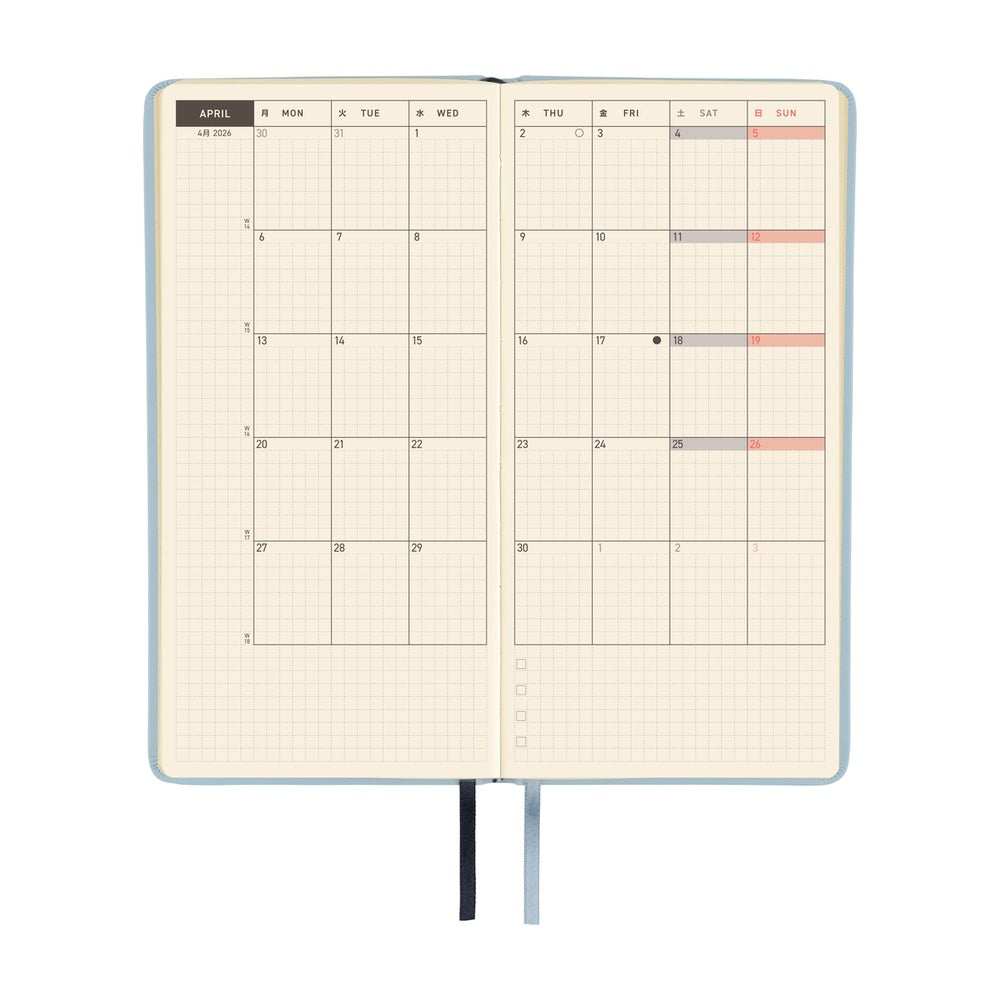 Hobonichi Techo Weeks - Leather: Snow Blue (April Start)