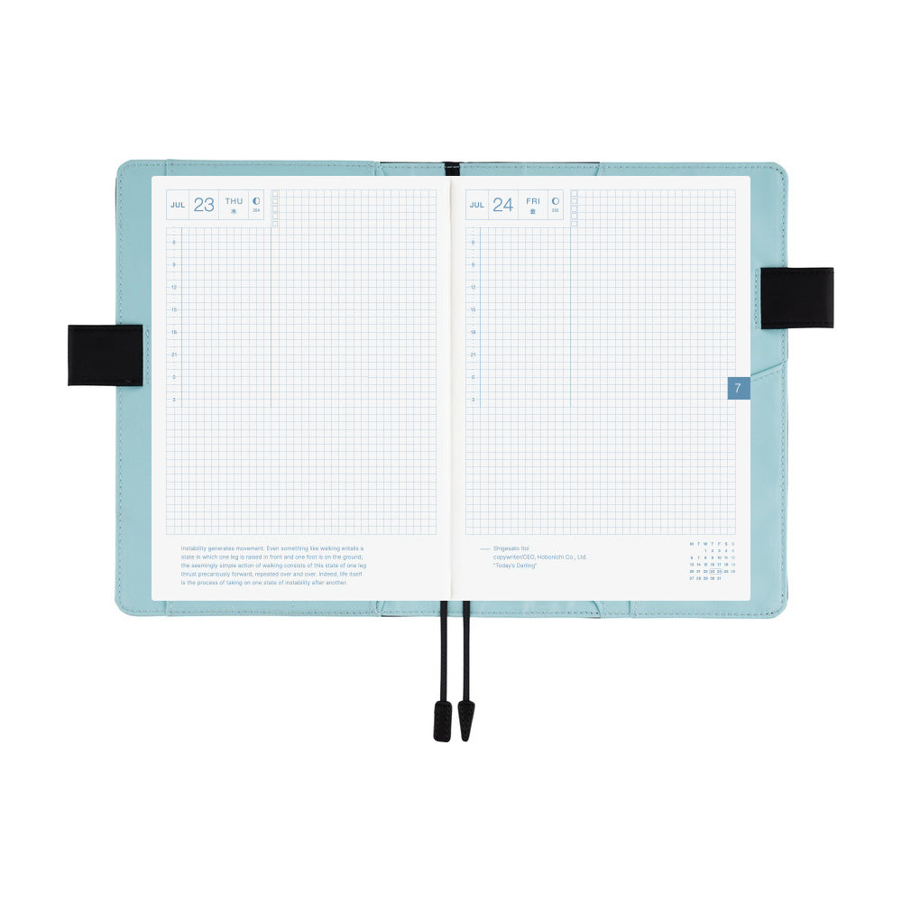 Hobonichi Techo A5 Cousin Planner Set - Colors: Black x Clear Blue (April Start)