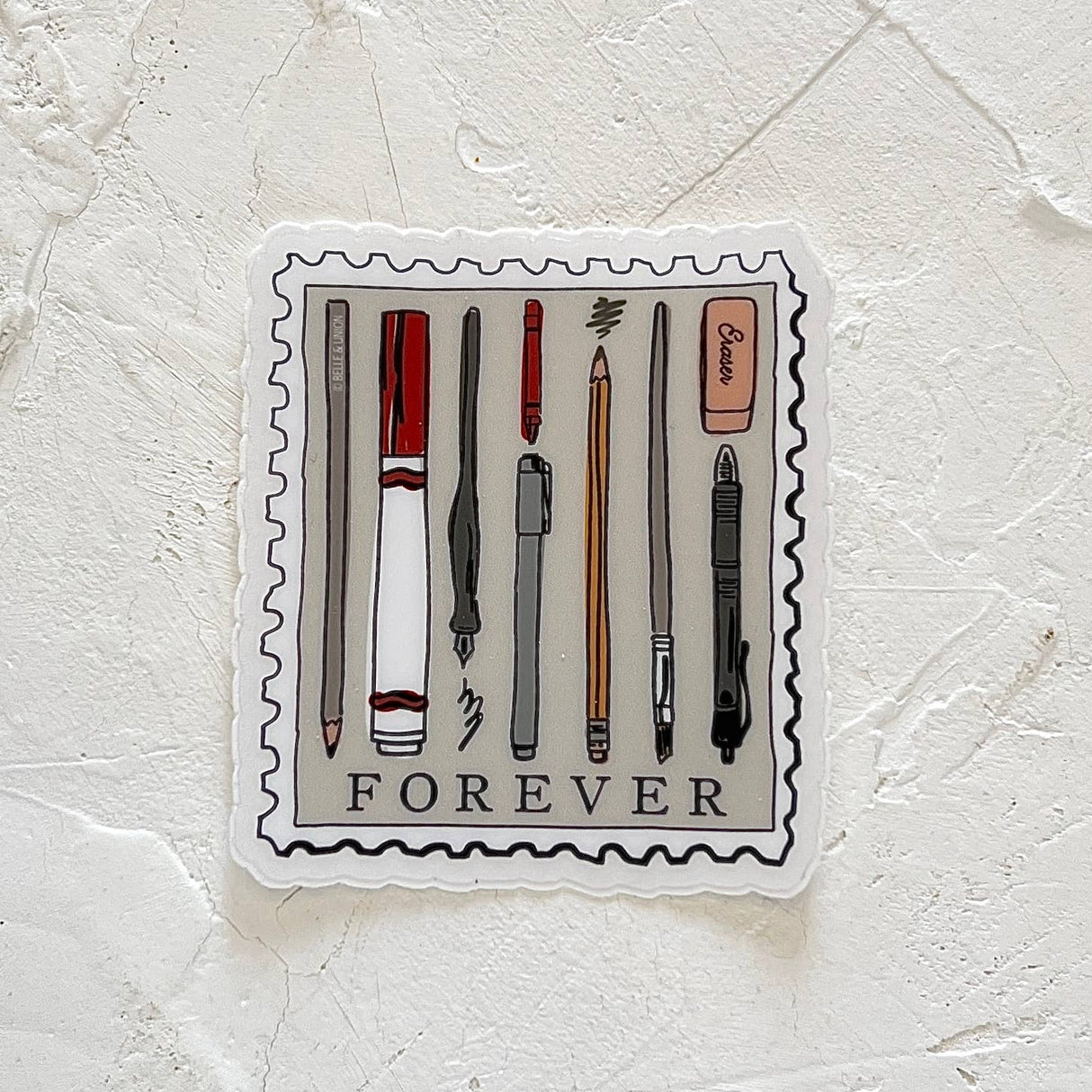 Atlas Stationers - Pens & Pencils Forever Postage Stamp Sticker - Stickers