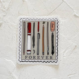 Atlas Stationers - Pens & Pencils Forever Postage Stamp Sticker - Stickers