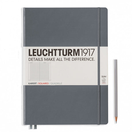 Leuchtturm A4+ Master Slim Hardcover Notebook - Anthracite Grey - Squared | Atlas Stationers.