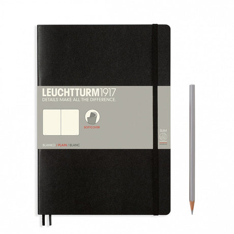 Leuchtturm B5 Softcover Notebook - Black - Plain | Atlas Stationers.