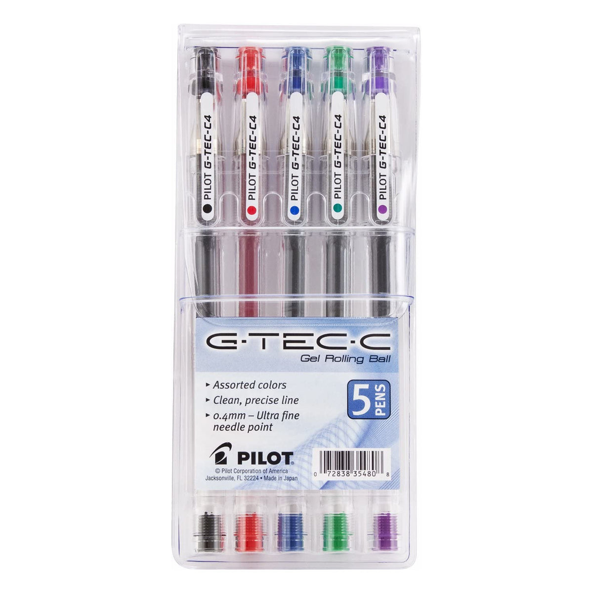 Pilot G-Tec C Gel Pen - 5 / Pk Assorted | Atlas Stationers.