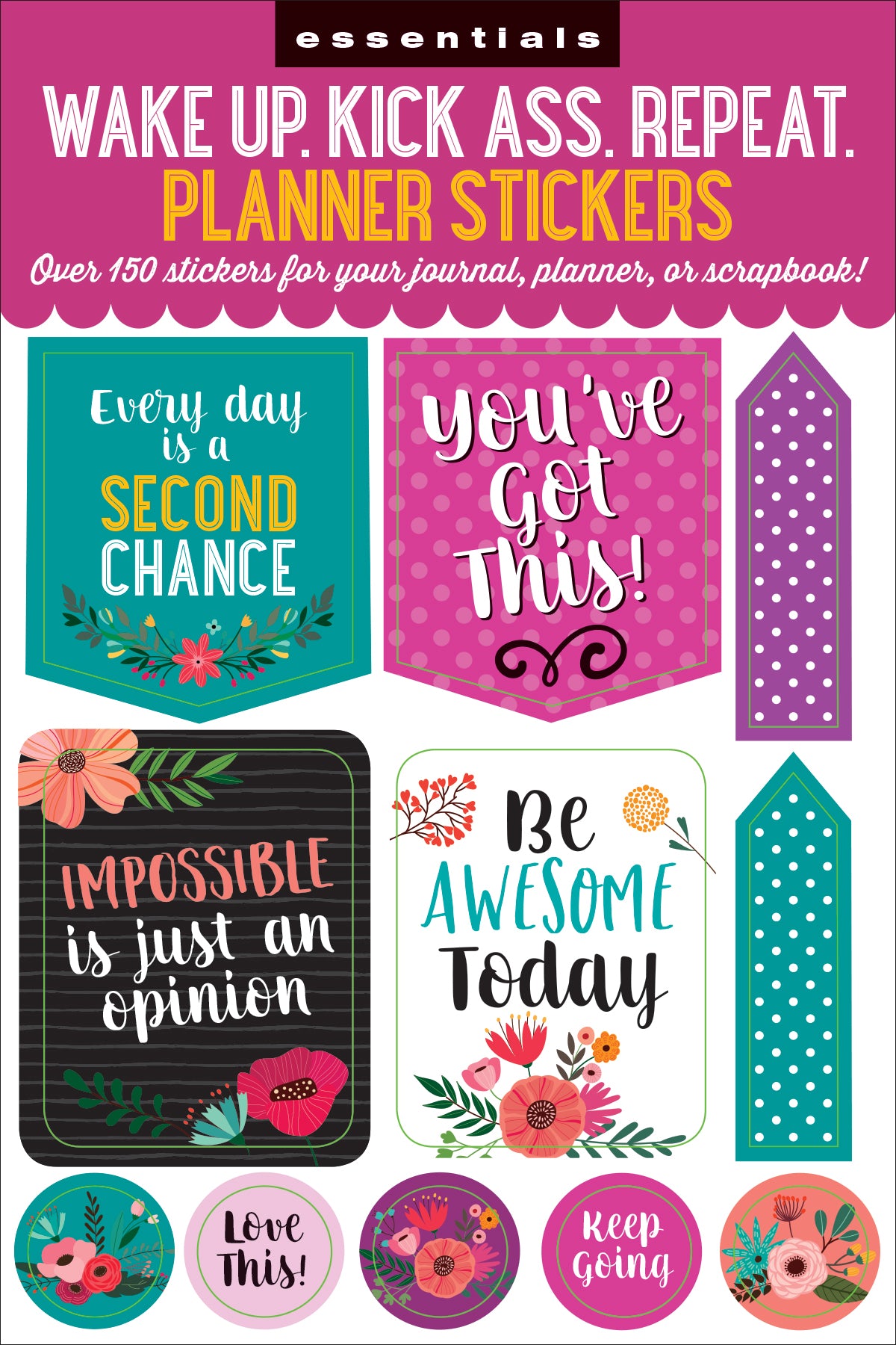 ESSENTIALS WAKE UP, KICK ASS, REPEAT. PLANNER STICKERS | Atlas Stationers.