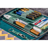 Galen Leather Zipped A5 Notebook Folio - Crazy Horse Forest Green | Atlas Stationers.