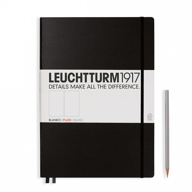 Leuchtturm A4 Hardcover Notebook - Black - Plain | Atlas Stationers.