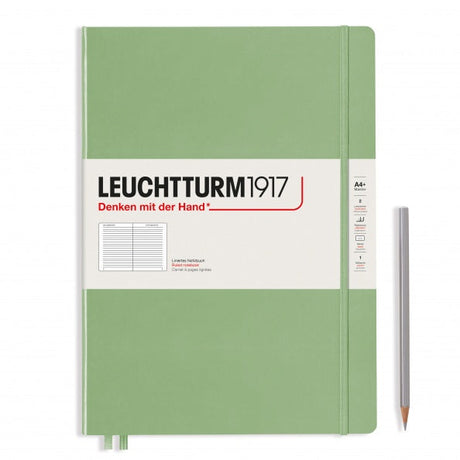 Leuchtturm A4+ Master Slim Hardcover Notebook - Sage - Ruled | Atlas Stationers.