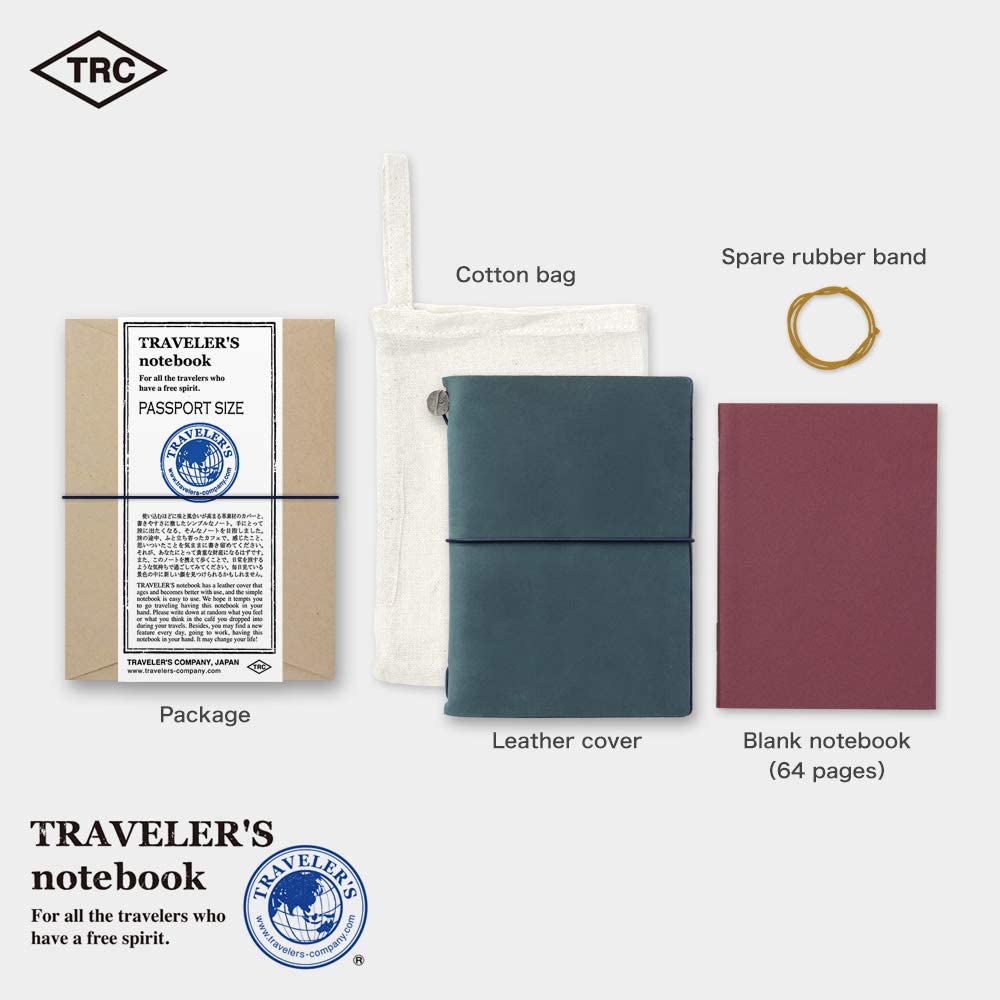 Traveler's Leather Notebook - Passport Size - Blue | Atlas Stationers.