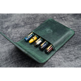 Galen Leather 5 Pen Flap Case - Crazy Horse Forest Green | Atlas Stationers.