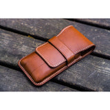 Galen Leather 3 Pen Flap Case - Brown | Atlas Stationers.