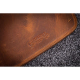Galen Leather 10 Pen Zipper Case with A5 Notebook Holder - Crazy Horse Brown | Atlas Stationers.