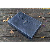 Galen Leather Writer's Medic Bag - XLarge Crazy Horse Navy Blue | Atlas Stationers.